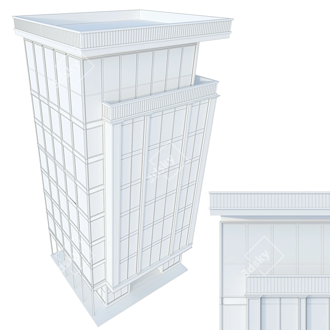 Detailed Modern Office Building Model 3D model image 7