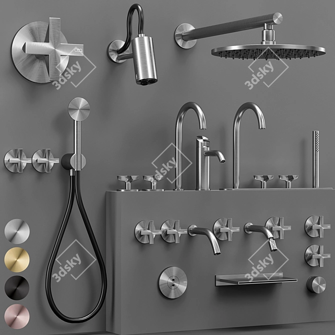 CEA CROSS Faucet Set - Versatile Elegance 3D model image 1