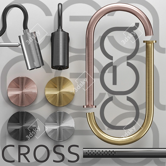 CEA CROSS Faucet Set - Versatile Elegance 3D model image 2