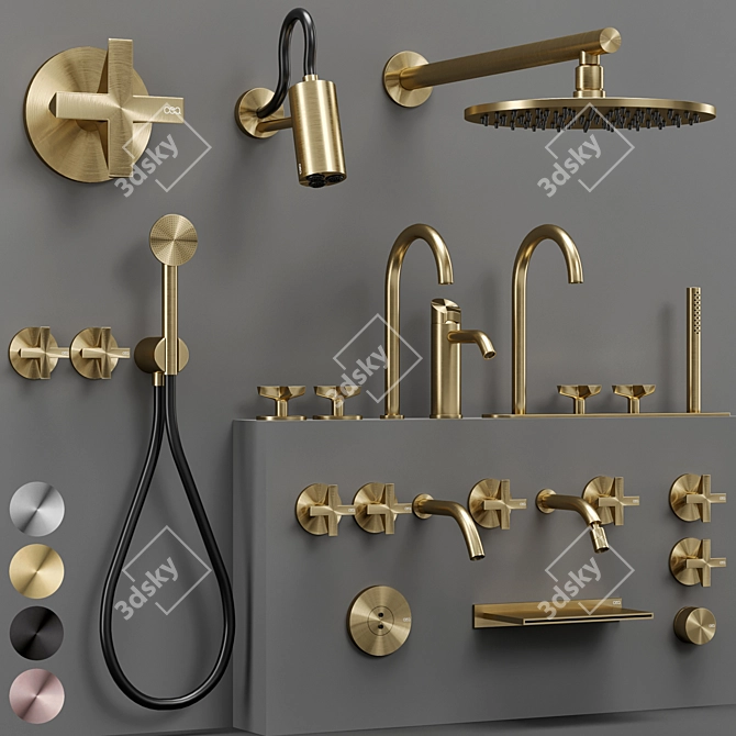 CEA CROSS Faucet Set - Versatile Elegance 3D model image 3