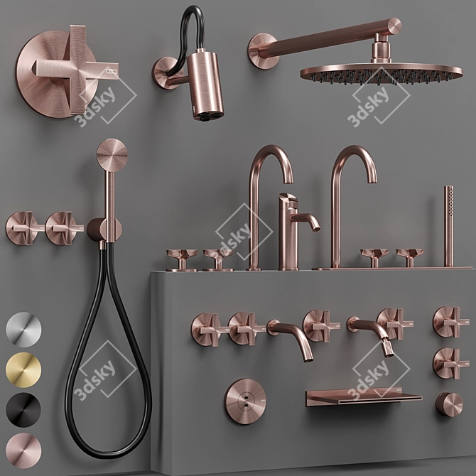 CEA CROSS Faucet Set - Versatile Elegance 3D model image 5