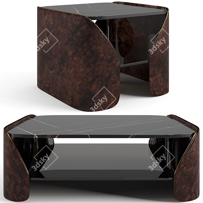 Luxury Visionnaire Fitzgerald Coffee Table Set 3D model image 1