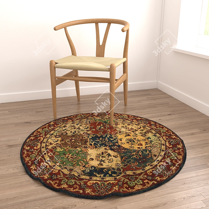 Round Rug Set with Varied Textures 3D model image 2