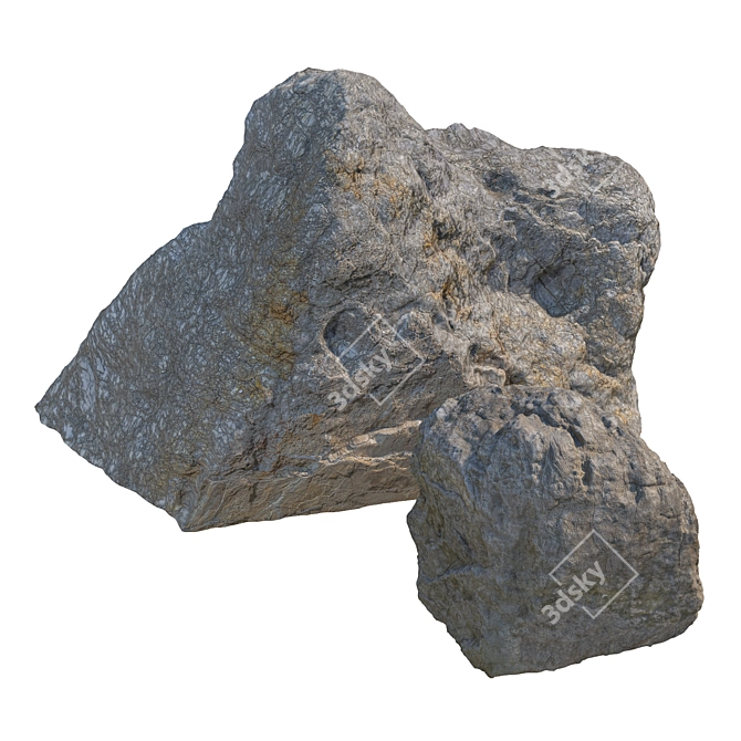 Granite Stones Set for Landscaping 3D model image 2