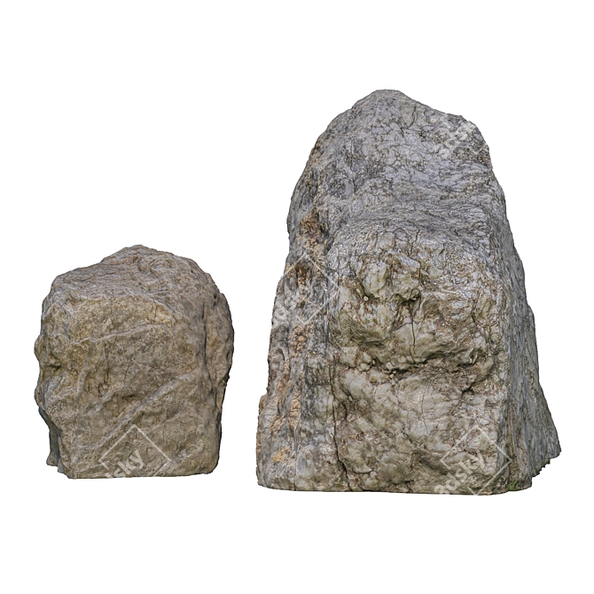 Granite Stones Set for Landscaping 3D model image 5