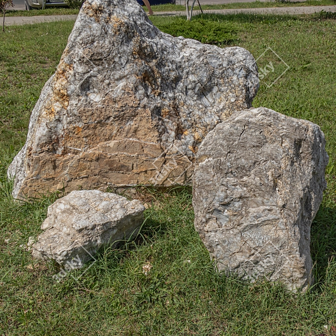 Granite Stones Set for Landscaping 3D model image 7