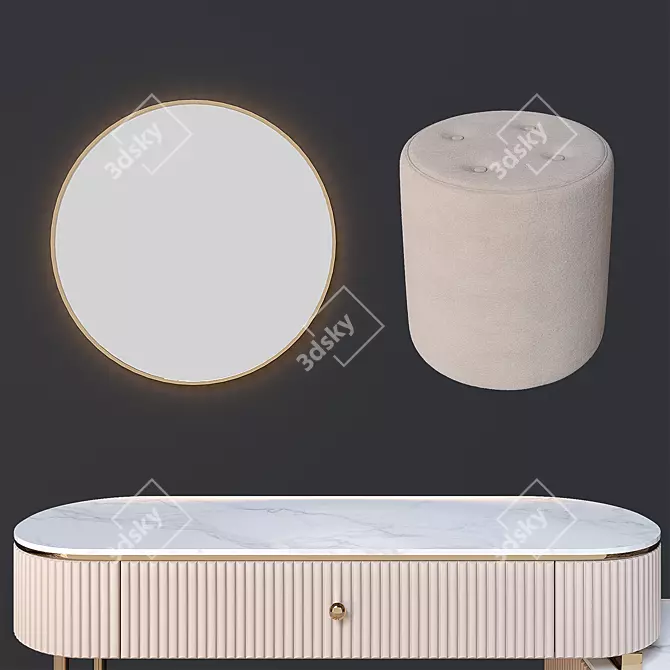 Elegant Vanity Set with Mirror 3D model image 4