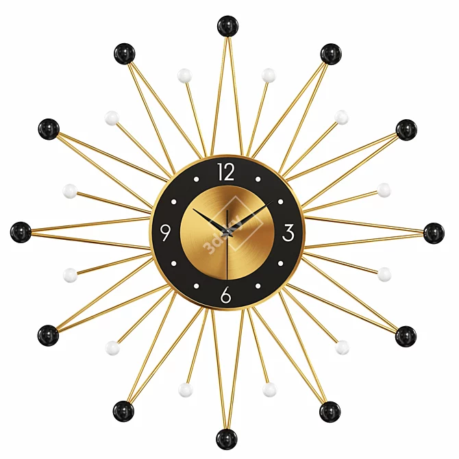 Radiant Sunburst Clock 3D model image 1