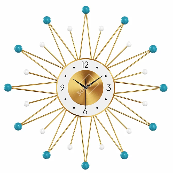 Radiant Sunburst Clock 3D model image 2