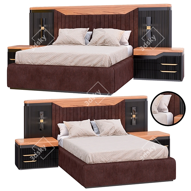 Luxury Spectre Bed Set | 3340mm Dimensions 3D model image 1