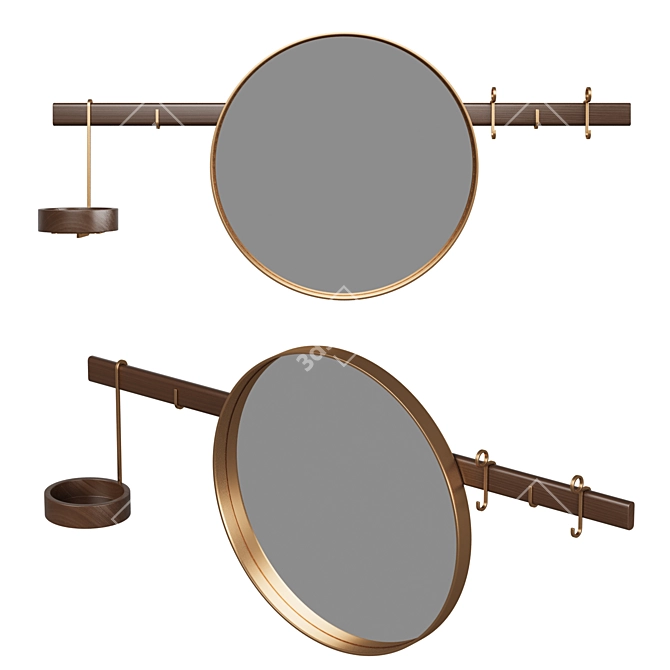 Aza Wall Mirror Walnut Wood 3D model image 1