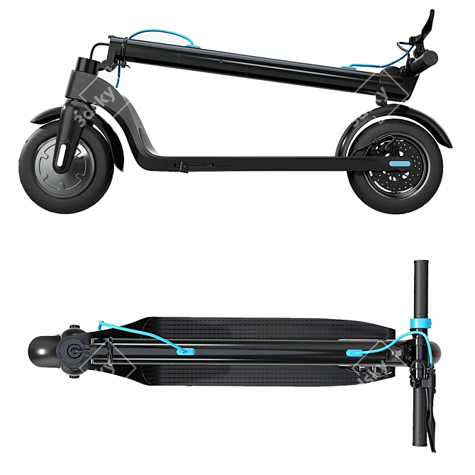 Blaupunkt ESC808 Folded Electric Scooter 3D model image 2