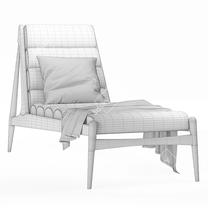 Teak Wave Chaise Lounge 3D model image 7