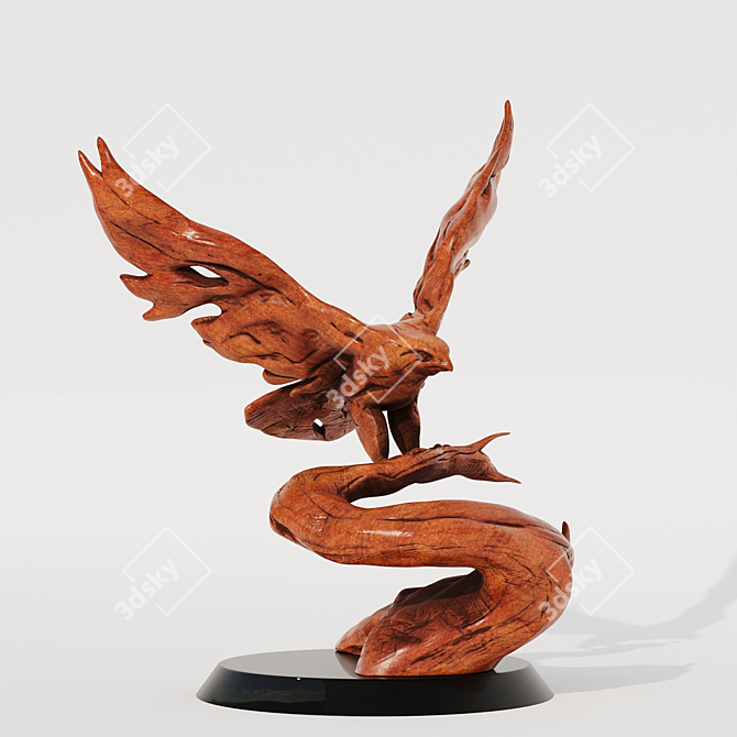  Majestic Hawk Wood Carving 3D model image 1