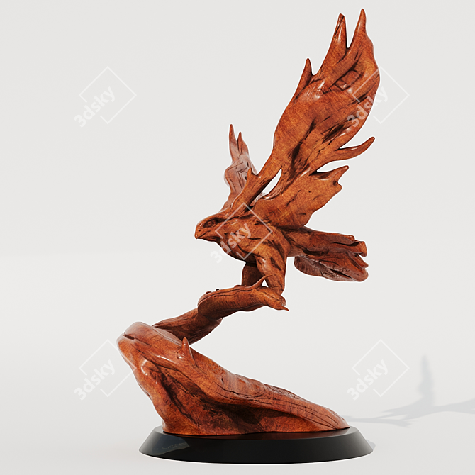  Majestic Hawk Wood Carving 3D model image 3