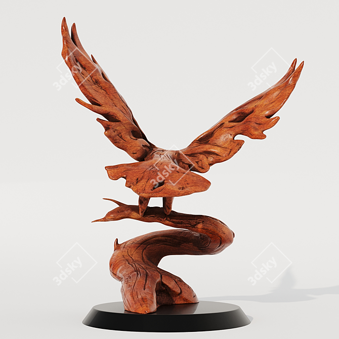  Majestic Hawk Wood Carving 3D model image 4