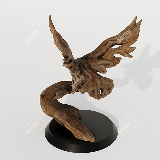  Majestic Hawk Wood Carving 3D model image 6