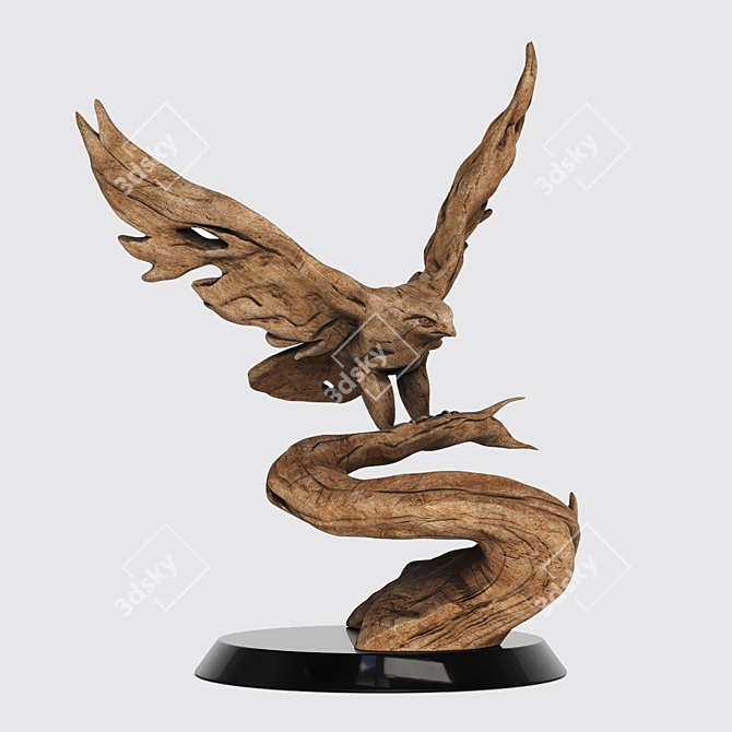  Majestic Hawk Wood Carving 3D model image 8