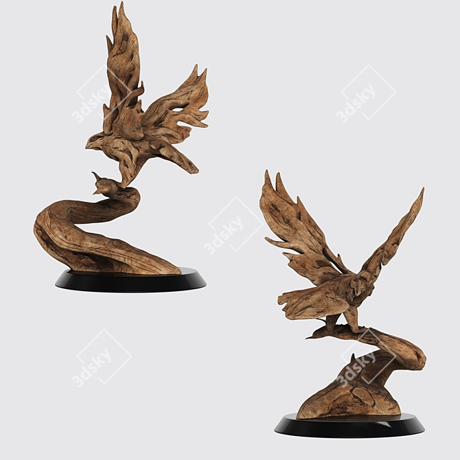  Majestic Hawk Wood Carving 3D model image 9