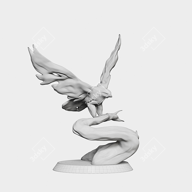  Majestic Hawk Wood Carving 3D model image 12