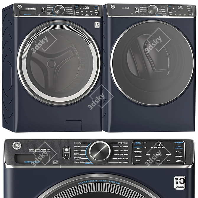 GE Washer Dryer Duo : Energy-Efficient Combo 3D model image 1