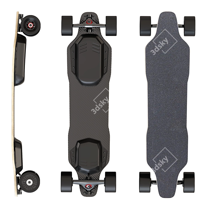 Electric Skateboard 3D Model Kit 3D model image 1