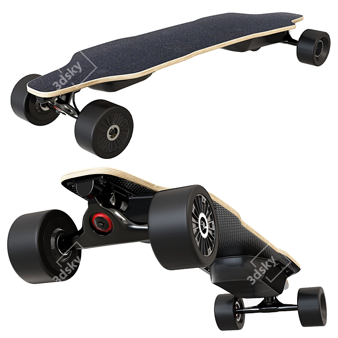 Electric Skateboard 3D Model Kit 3D model image 2