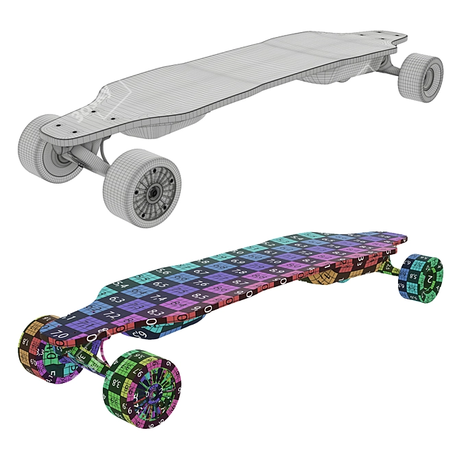 Electric Skateboard 3D Model Kit 3D model image 6