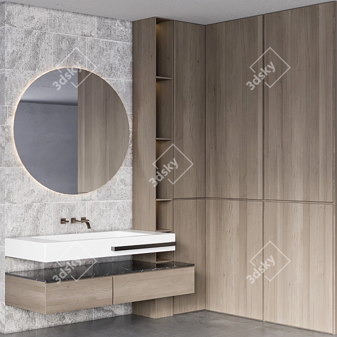 Modern Bathroom Furniture Set - 3D 3D model image 1