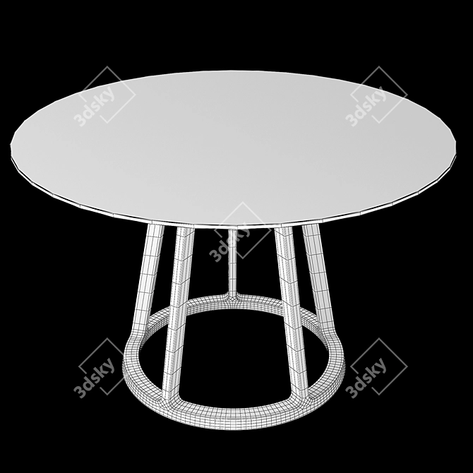 Round Walnut Dining Table Suit 3D model image 4