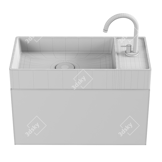 Modern Rectangular Wall Basin 3D model image 3