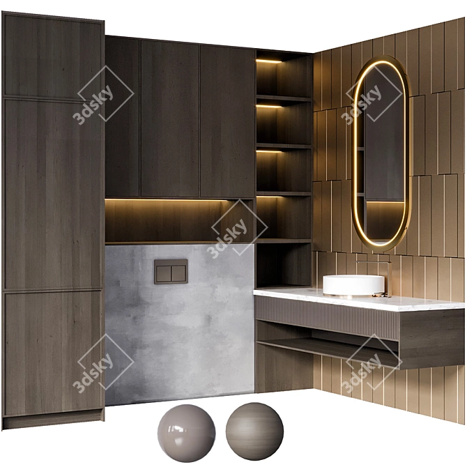 Modern Bathroom Furniture Set 11 3D model image 1