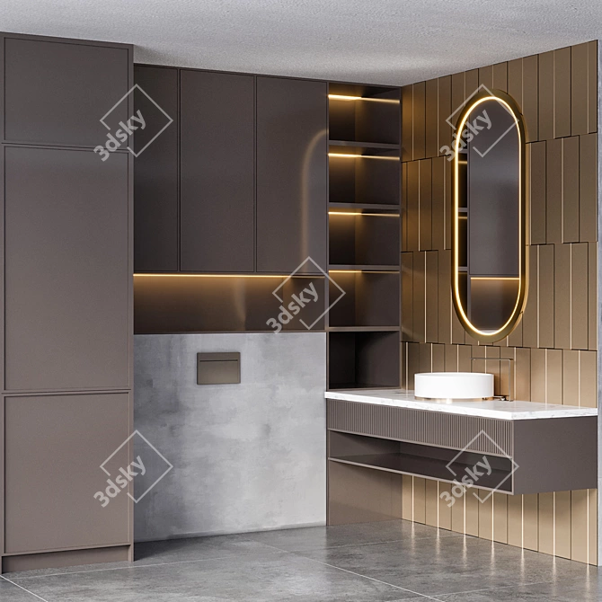 Modern Bathroom Furniture Set 11 3D model image 2