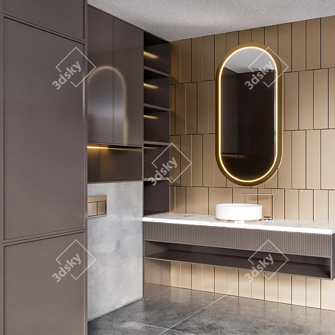 Modern Bathroom Furniture Set 11 3D model image 6