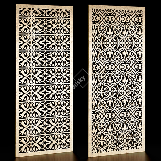 Ornamental Panel Set "Floral Elegance 3D model image 2