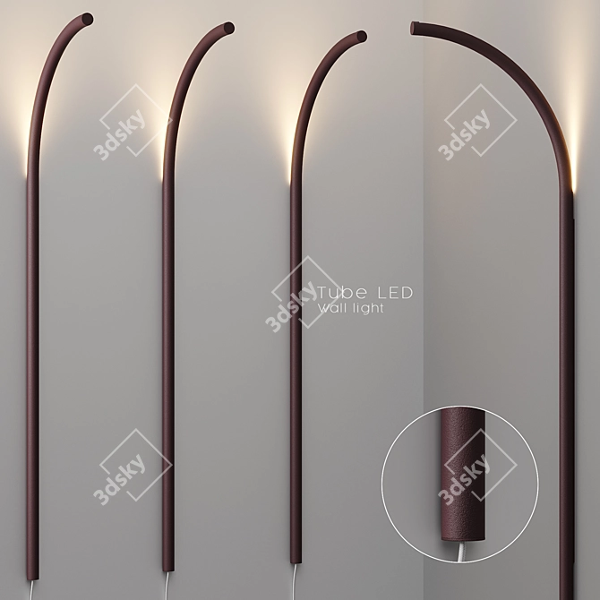 Modern Dark Red LED Wall Lamp 3D model image 1