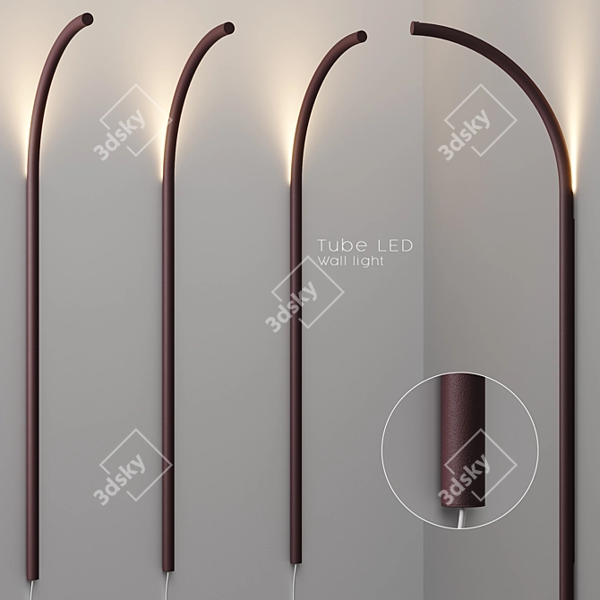 Modern Dark Red LED Wall Lamp 3D model image 5