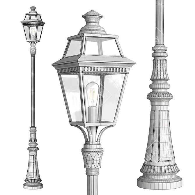 Traditional Outdoor Lamp Post Vosges 3D model image 4