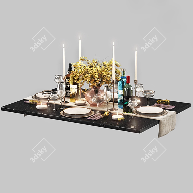 Modern Tableware Set 3D Model 3D model image 9