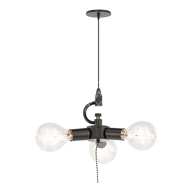 Satin Black Pendant Light Fixture 3D model image 1