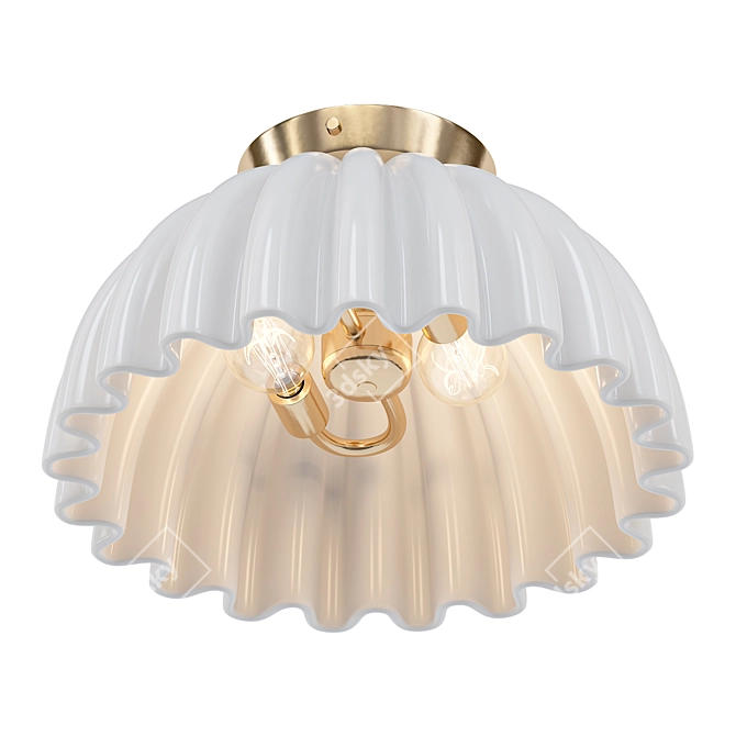 Elegant Marble Ruffle Ceiling Light 3D model image 1