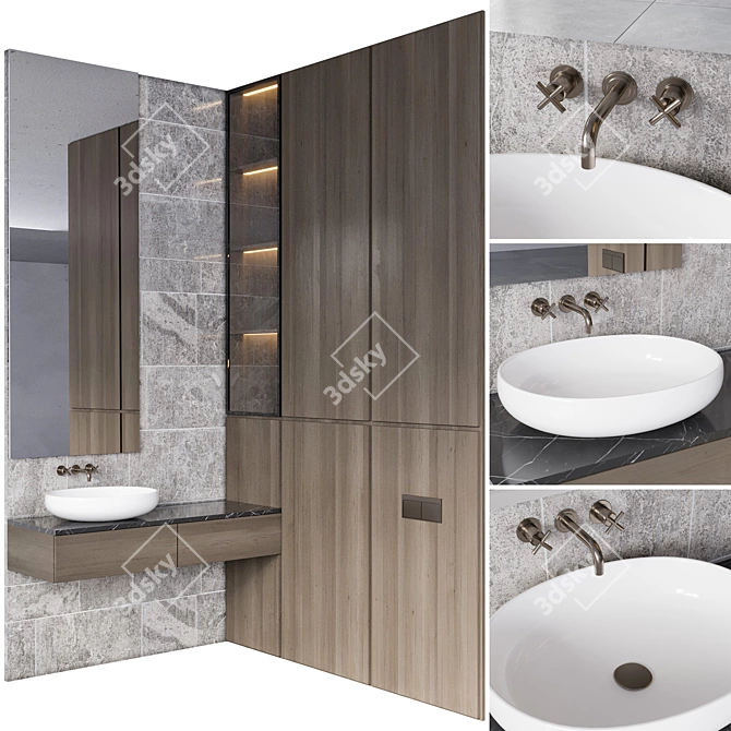 Sleek Bathroom Furniture Set 3D model image 1