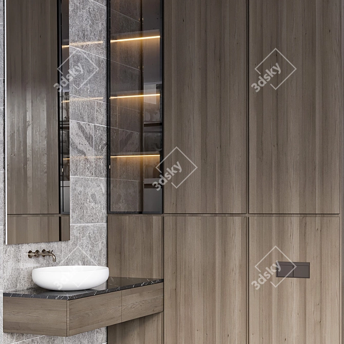 Sleek Bathroom Furniture Set 3D model image 2