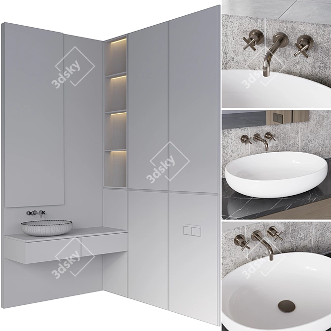 Sleek Bathroom Furniture Set 3D model image 7