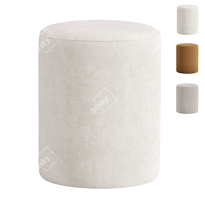 Velvet Gold Pouffe Polina 3D model image 1