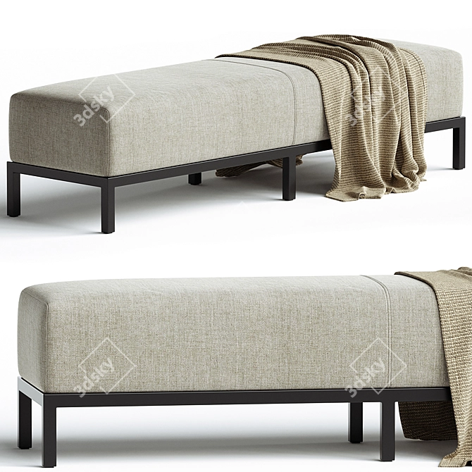 Minimalist Elegance Upholstered Fabric Bench 3D model image 1