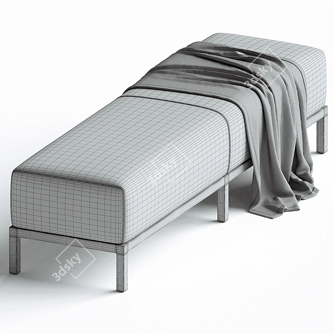 Minimalist Elegance Upholstered Fabric Bench 3D model image 3