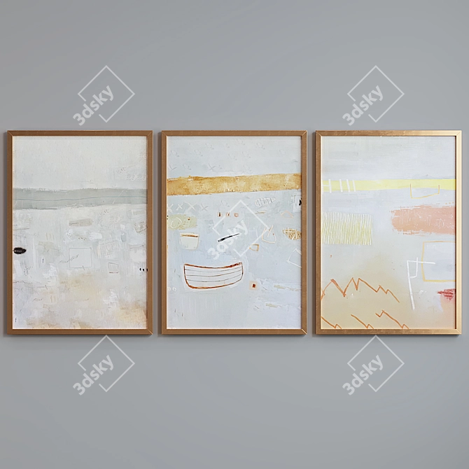 Modern Abstract Picture Frame Set 3D model image 2