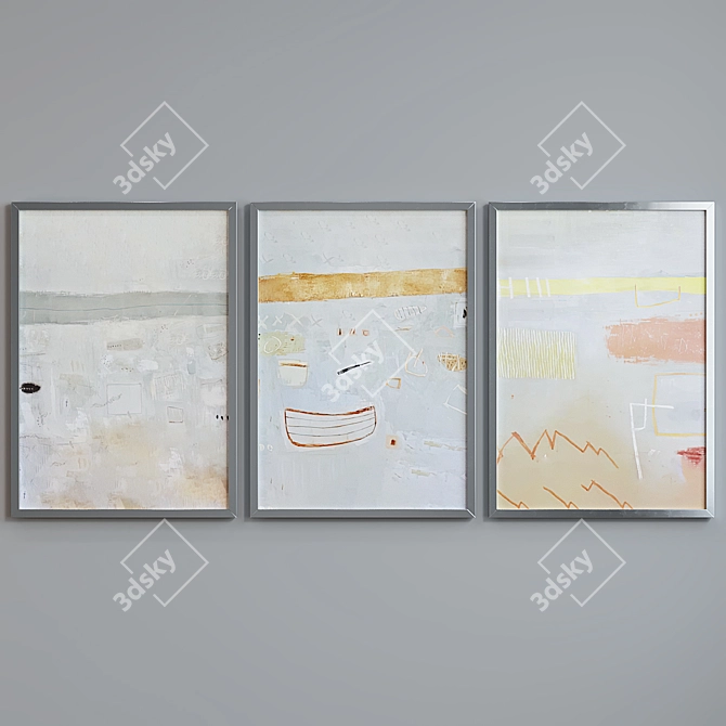 Modern Abstract Picture Frame Set 3D model image 4