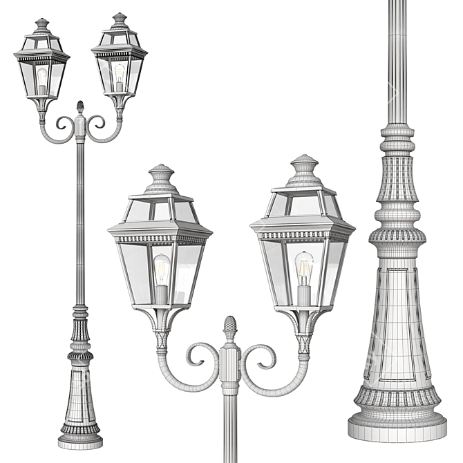 Vosges Double Mount Post Light 3D model image 3